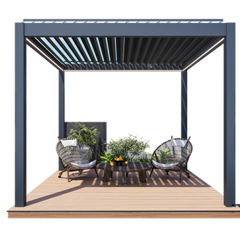 Mondaria Motorized Louvered Pergola: Control Sun, Rain & Shade with One Touch