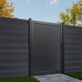 Safety 4 ft. W x 6 ft. H Composite Panel Fence Gate with Aluminum Alloy Handle for Garden Privacy