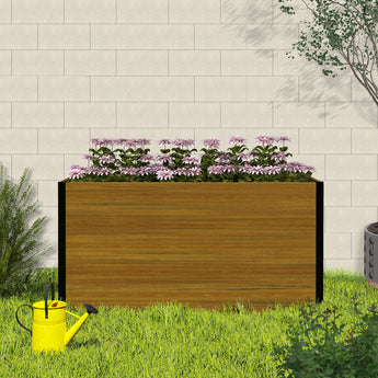 Mondaria Rectangular Raised Garden Bed - Durable Composite Wood & Black Aluminum Frame - Perfect for Outdoor Gardening(No bottom panel)