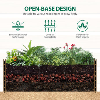 Mondaria Rectangular Raised Garden Bed - Durable Composite Wood & Black Aluminum Frame - Perfect for Outdoor Gardening(No bottom panel)