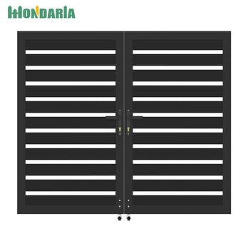 Mondaria 5ft H × 6ft W Full-Open Aluminum Double Swing Gate – Modern Horizontal Slat Design, Rust-Proof & Low Maintenance
