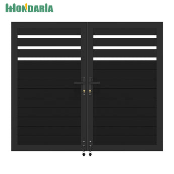 Mondaria 5ft H × 6ft W Aluminum Double Swing Gate – Modern Horizontal Privacy Gate with Hardware, Rust-Proof & Low Maintenance