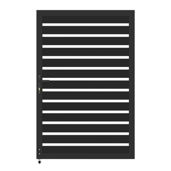 Close-up of Mondaria rust-proof aluminum gate with modern slat design
