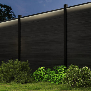 Mondaria 6ft & 8ft Fence Top Rail LED Light Kit – Includes 5 Lights + 6 Posts | Modern Aluminum Fence Accessory