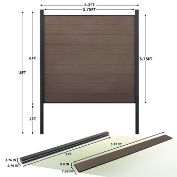 Mondaria Garden Composite Privacy Fence – Brushed Finish with 8ft Inground Post