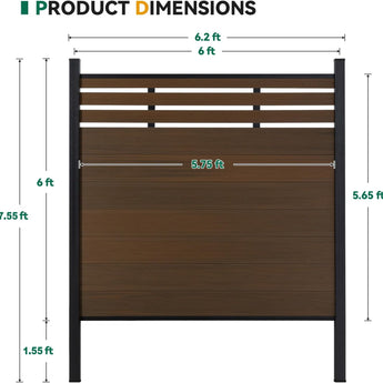 Mondaria Modern Garden Lattice Top Composite Privacy Fence – Grained Finish with 7.6ft Inground Post