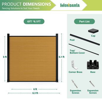 Mondaria Composite Privacy Fence-Grained Finish(with 6ft post)