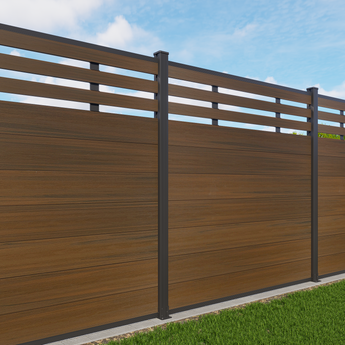Mondaria Modern Garden Lattice Top Composite Privacy Fence – Grained Finish with 6ft Ground Post