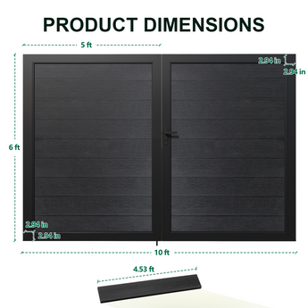 Mondaria 6ft H x 10ft W Double Fence Gate – Composite Panel Privacy Gate for Modern Outdoor Fencing