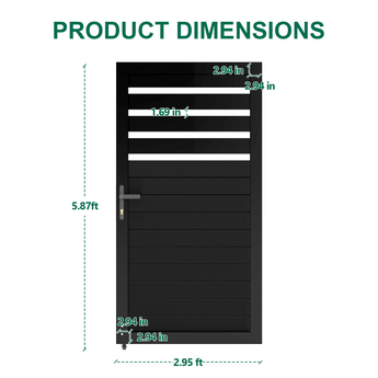 Mondaria 5.87ft H x 3ft W Aluminum Semi-Privacy Single Swing Gate – Modern, Durable & Stylish