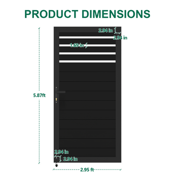 Mondaria 5.87ft H x 3ft W Aluminum Semi-Privacy Single Swing Gate – Modern, Durable & Stylish