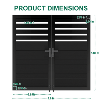 5.87ft H*6ft W Aluminum Semi-Privacy Double Swing Gate for Garden Fence