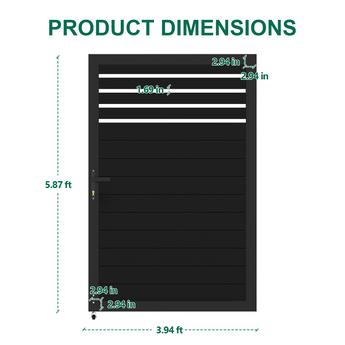 Mondaria 5.87ft H × 4ft W Semi-Privacy Aluminum Gate – Modern, Rust-Proof, Easy Installation Outdoor Door