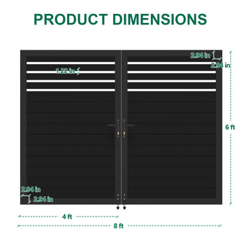 Mondaria 6ft H × 8ft W Aluminum Semi-Privacy Double Swing Gate – Modern, Secure & Airflow-Friendly