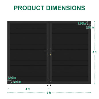 Mondaria 6ft H x 8ft W Aluminum Double Gate – Modern Privacy Metal Gate for Yard, Driveway & Garden | Heavy-Duty, Rust-Resistant, Low-Maintenance