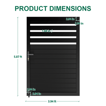 Mondaria 5.87ft H × 4ft W Semi-Privacy Aluminum Gate – Modern, Rust-Proof, Easy Installation Outdoor Door