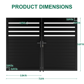 Mondaria 5.87ft H × 8ft W Aluminum Semi-Privacy Double Swing Gate – Modern, Secure & Airflow-Friendly