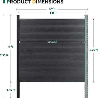 Mondaria Modern Composite Privacy Fence – Grained Finish with 7.6ft Inground Post