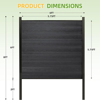 Mondaria Modern Composite Privacy Fence – Grained Finish with 8ft Inground Post