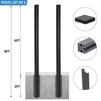 8 Ft In-Ground Fence Post - Set of 2 (Concrete Installation)