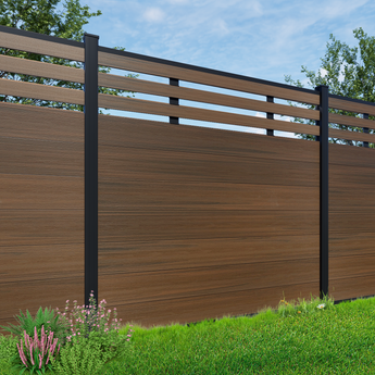 Mondaria Modern Garden Lattice Top Composite Privacy Fence – Grained Finish with 8ft Inground Post