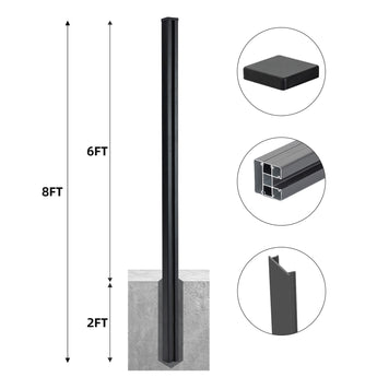 8 Ft In-Ground Fence Post - Set of 1 (Pour Installation)