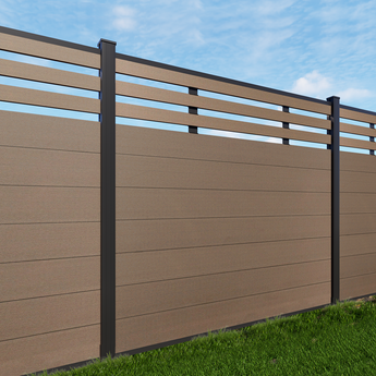 Outdoor in Lattice Top Composite Privacy Fence Panel，Brushed Finish with 8ft Inground post