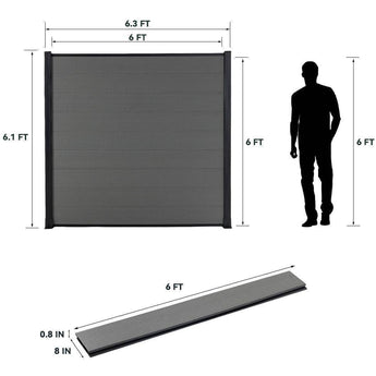 DIY 6 ft. H x 6 ft. W x 0.8 in horizontal privacy composite fence panel for outdoor AM1013