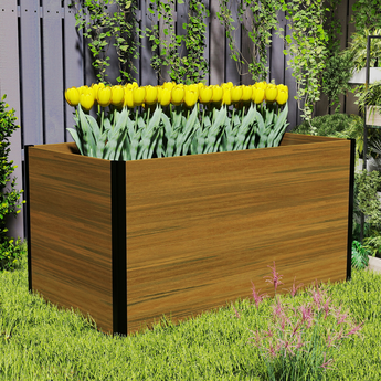 Mondaria Rectangular Raised Garden Bed - Durable Composite Wood & Black Aluminum Frame - Perfect for Outdoor Gardening