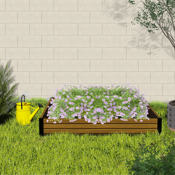 Square Raised Garden Bed - Durable Composite Wood Panel & Black Aluminum Frame - 47.2" x 47.2" x 6.3" - Ideal for Gardening & Landscaping