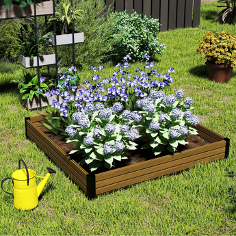 Square Raised Garden Bed - Durable Composite Wood Panel & Black Aluminum Frame - 47.2" x 47.2" x 6.3" - Ideal for Gardening & Landscaping