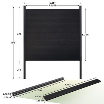 Mondaria Modern Composite Privacy Fence – Grained Finish with 8ft Inground Post