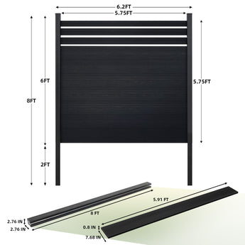 Mondaria Modern Garden Lattice Top Composite Privacy Fence – Grained Finish with 8ft Inground Post