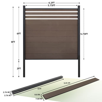 Mondaria Outdoor in Lattice Top Composite Privacy Fence Panel，Brushed Finish with 8ft Inground post