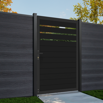 Mondaria 6ft × 4ft Semi-Privacy Aluminum Gate – Black Modern Outdoor Gate