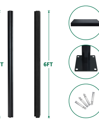 "Mondaria 6ft Ground-Mount Corner Fence Post with Base – Adjustable Angle Composite Fence Support"