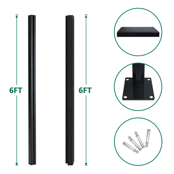 "Mondaria 6ft Ground-Mount Corner Fence Post with Base – Adjustable Angle Composite Fence Support"