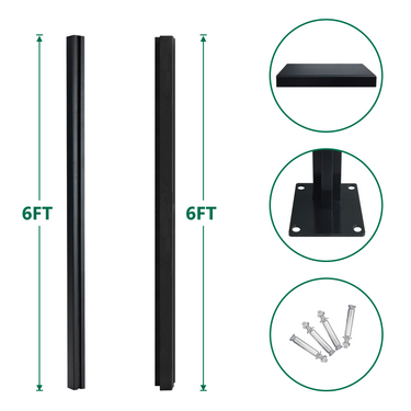 "Mondaria 6ft Ground-Mount Corner Fence Post with Base – Adjustable Angle Composite Fence Support"