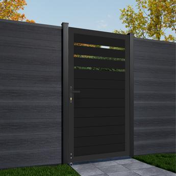 Mondaria 6ft H x 3ft W Aluminum Semi-Privacy Single Swing Gate – Modern, Durable & Stylish