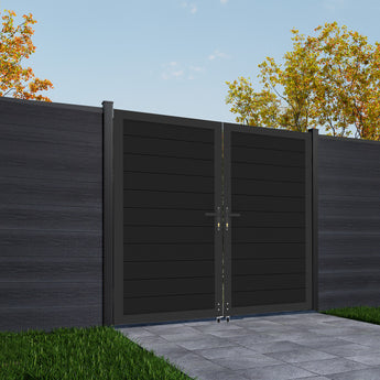 Mondaria 6ft H x 6ft W Aluminum Double Gate – Modern Privacy Metal Gate for Yard, Driveway & Garden | Heavy-Duty, Rust-Resistant, Low-Maintenance