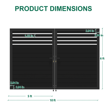 Mondaria 6ft H × 10ft W Semi-Privacy Aluminum Double Gate