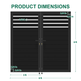 Mondaria 6ft H × 6ft W Aluminum Semi-Privacy Double Swing Gate – Modern, Secure & Airflow-Friendly