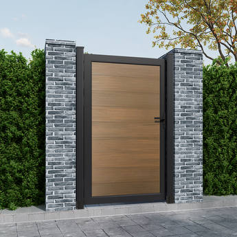 Safety 3 ft. W x 6 ft. H Composite Panel Fence Gate with Aluminum Alloy Handle for Garden Privacy