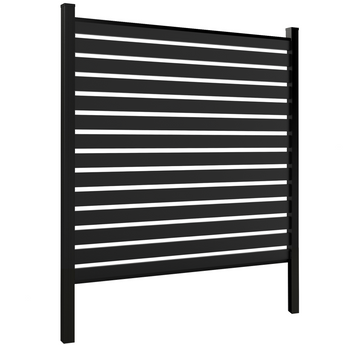 Mondaria 6 ft × 8 ft All-Aluminum Open Slat Fence Panel(8 ft post) — Modern, Durable & Concrete Mount