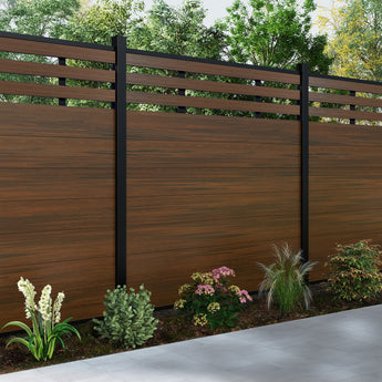 Mondaria Modern Garden Lattice Top Composite Privacy Fence – Grained Finish with 7.6ft Inground Post