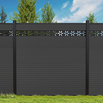 Windproof Composite Fence— Outside, Decorative Garden Fences for Home With 8ft In-Ground Posts and Decorative Screen