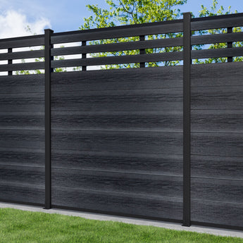 Mondaria Modern Garden Lattice Top Composite Privacy Fence – Grained Finish with 6ft Ground Post
