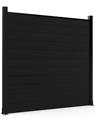 Mondaria 6x6 all-aluminum solid privacy fence panel concrete mount black finish