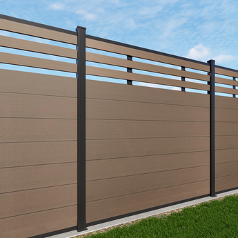 Outdoor  in Lattice Top Composite Privacy Fence, Brushed Finish with 6ft Ground post