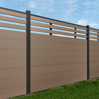 Mondaria Outdoor in Lattice Top Composite Privacy Fence Panel,Brushed Finish with 8ft Inground post